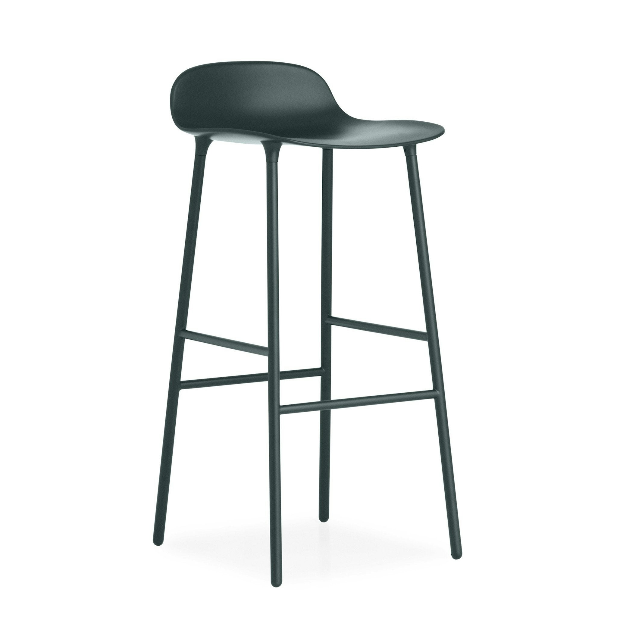 Form Bar Stool with Steel Base / green by Normann Copenhagen - Clearance