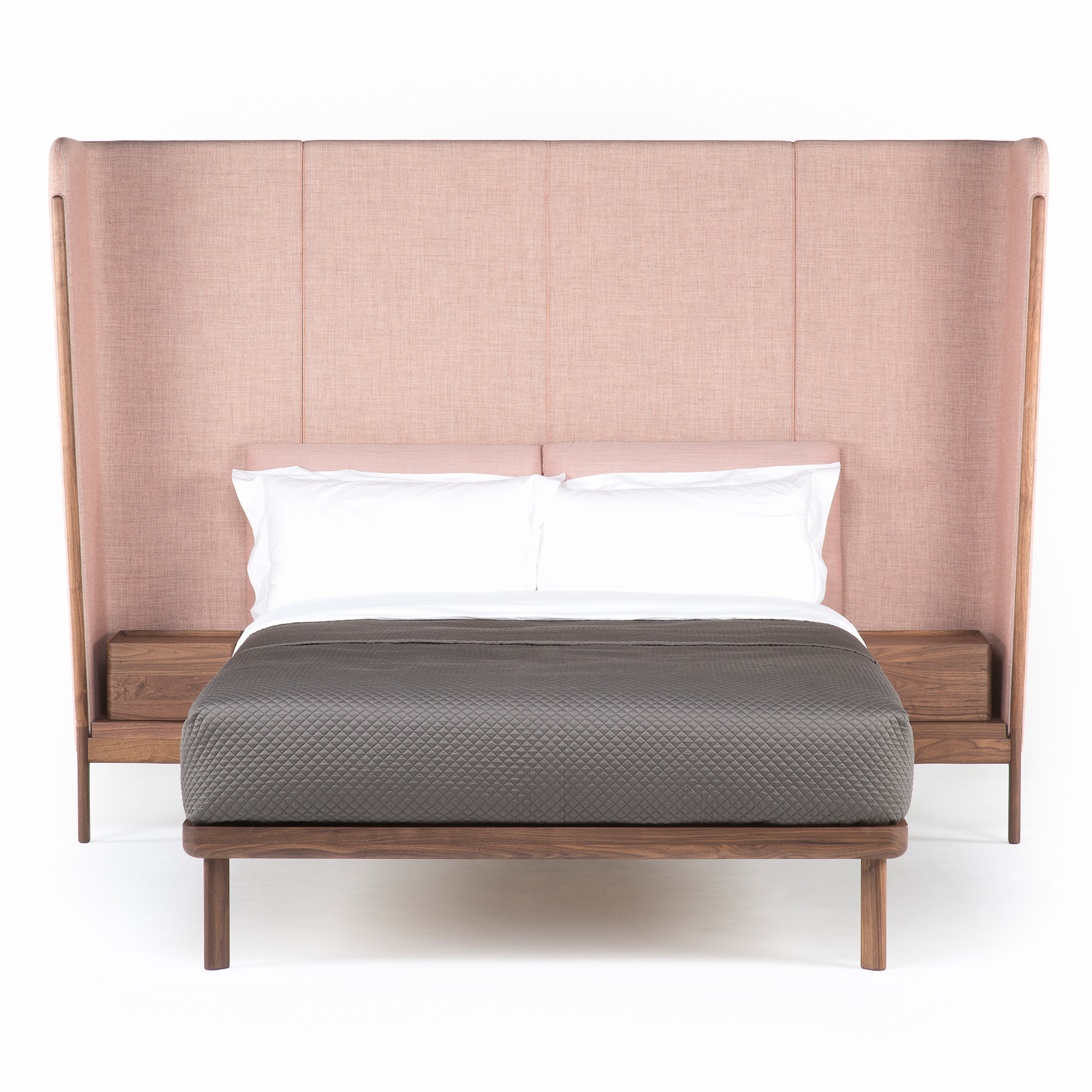 Dubois Bed Tall Headboard with Tables by Luca Nichetto